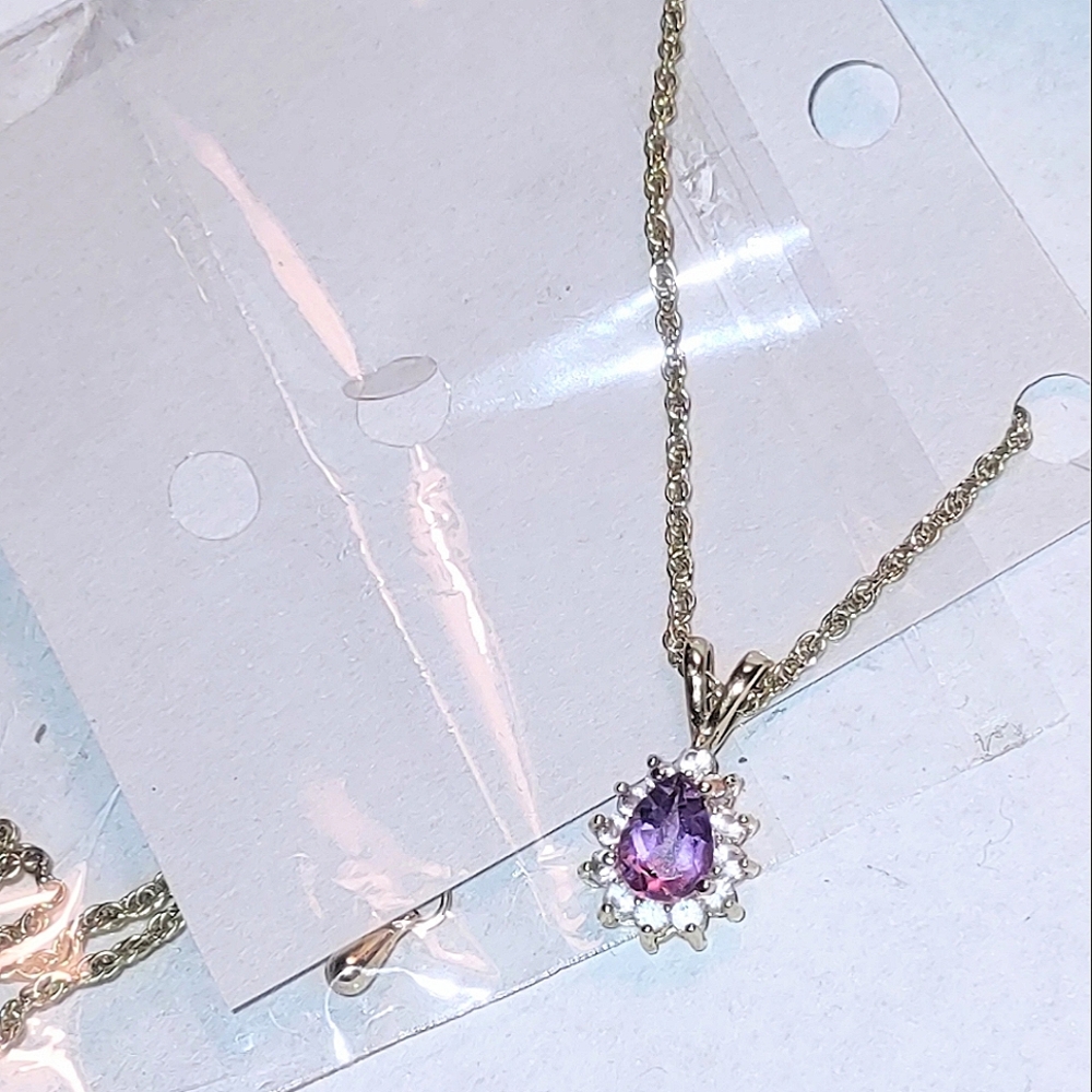 Amethyst Gemstone & Austrian Crystal Pendant Necklace